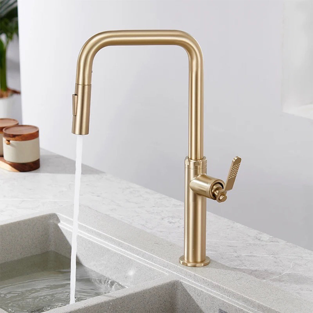 Gold Kitchen Mixer Tap Pull Out