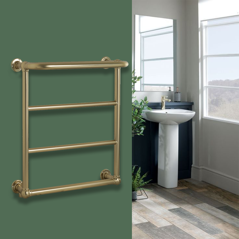 Brushed Brass Traditional Towel Rail Wall Mounted Victorian Radiator