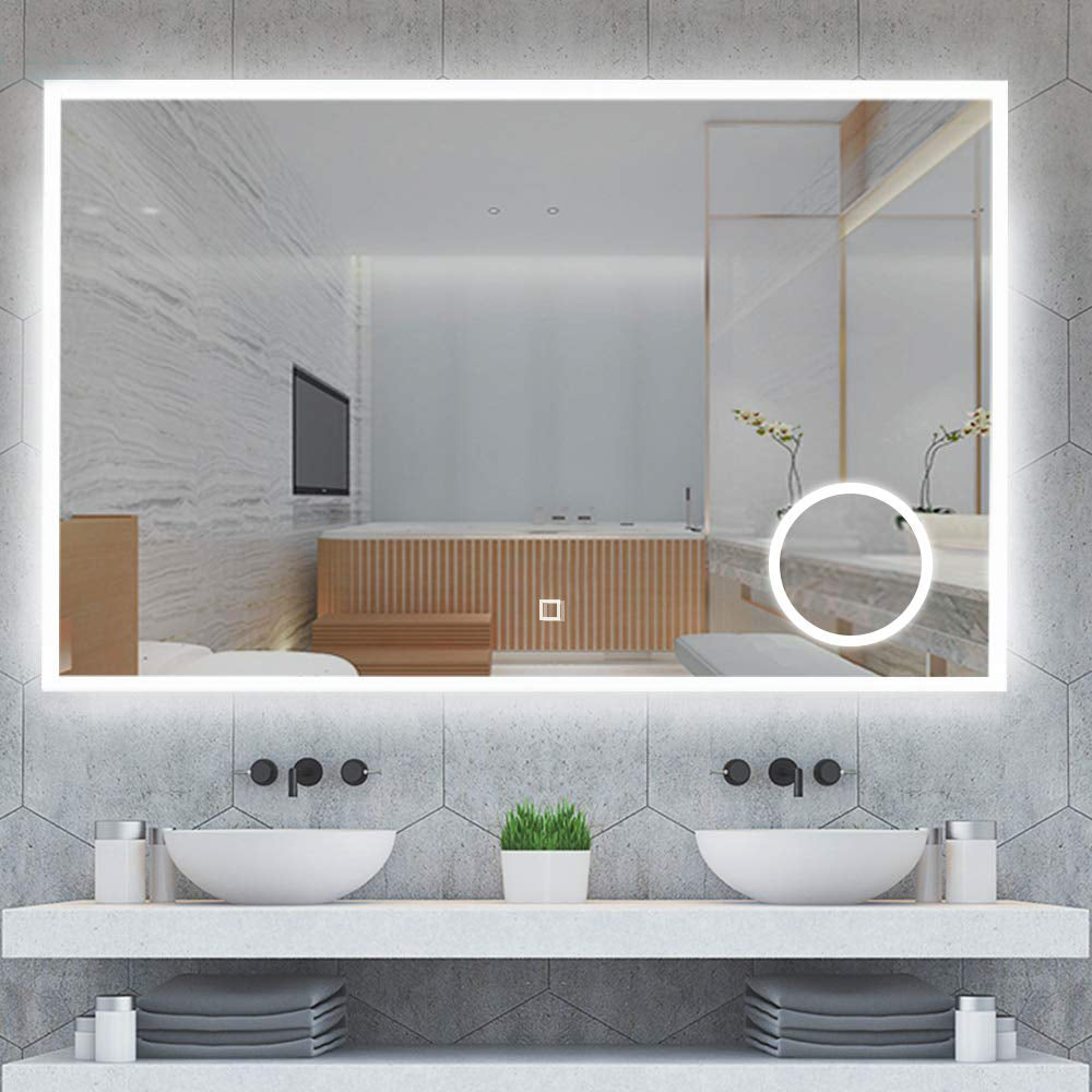 Illuminated Bathroom Mirror with a Magnifier, Bathroom LED Mirror