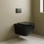 0.82m concealed cistern frame with black wall hung toilet and flush plate