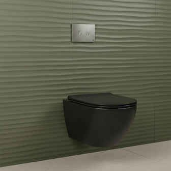 0.980m dual flash concealed cistern with wall hung toilet and stainless steel flush plate Main image