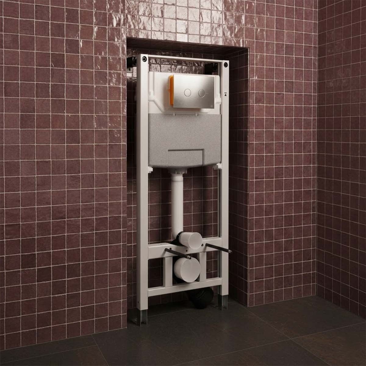 1.2m Pre Wall WC Frame with Cistern & Chrome Flush Plate