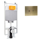 1.2m Slim Pre-Wall Freestanding W.C Frame with Cistern, Brackets, Bend and Brushed Brass Dual Flush Plate