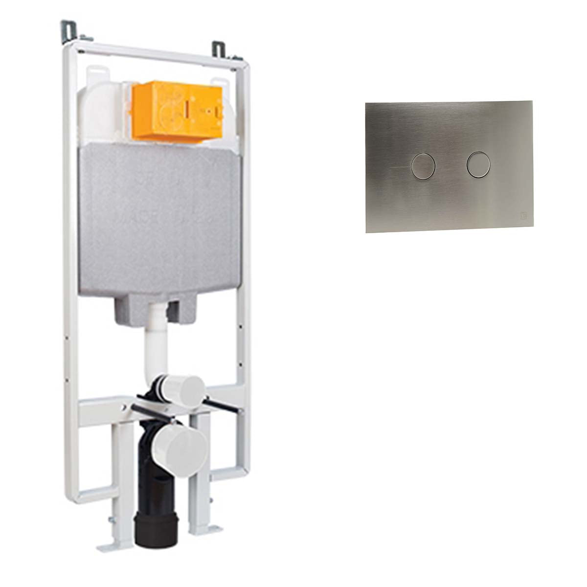 1.2m Slim Pre-Wall Freestanding W.C Frame with Cistern, Brackets, Bend and Stainless Steel Flush Plate