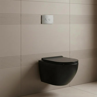 1.2m concealed cistern frame with wall hung toilet and stainless steel flush plate Main image