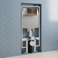 1200mm Slim Pre-Wall Freestanding Toilet Frame with Cistern, Brackets W.C Bend and Brushed Bronze Dual Flush Plate