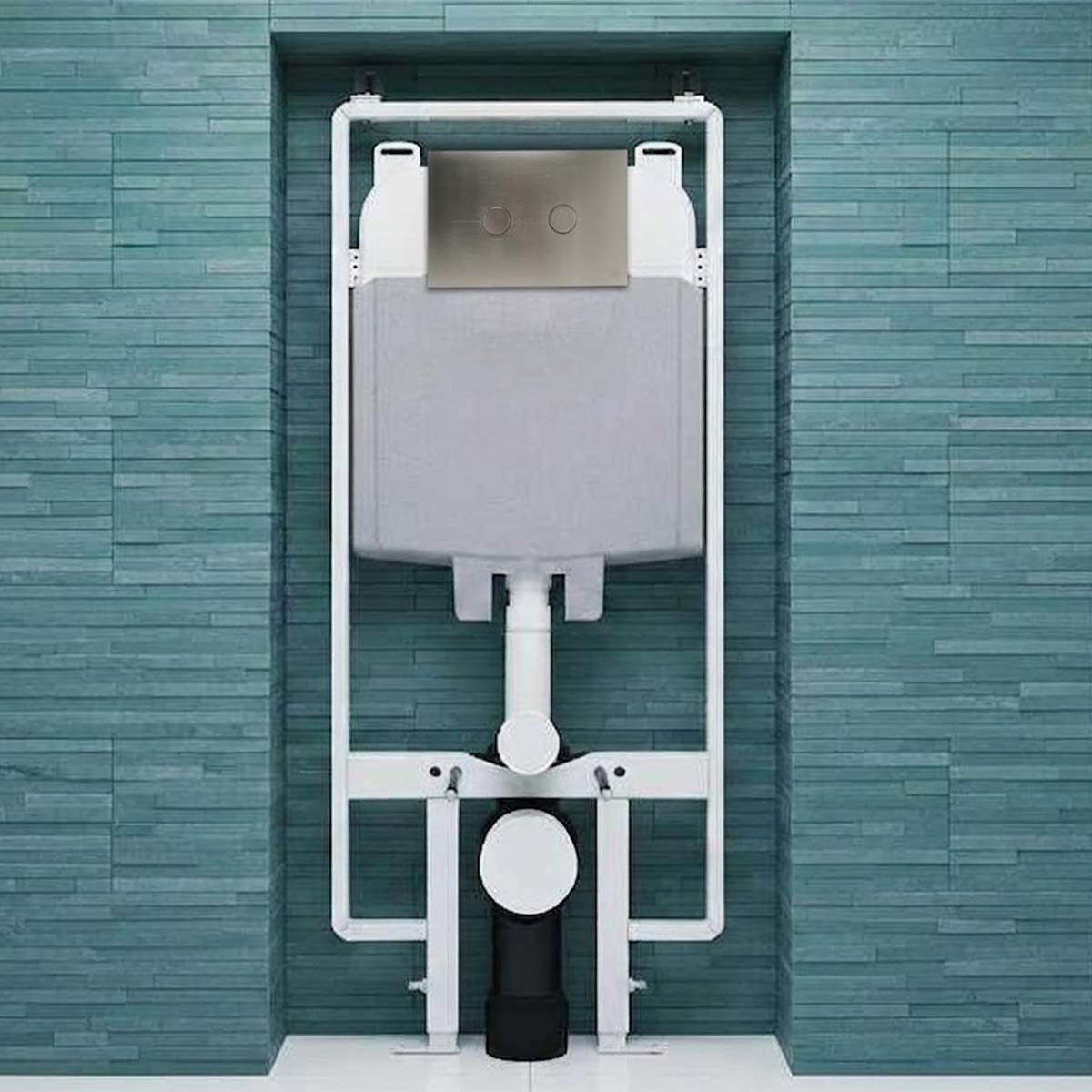 1200mm Slim Pre-Wall Freestanding W.C Frame with Cistern, Brackets, Bend and Stainless Steel Flush Plate