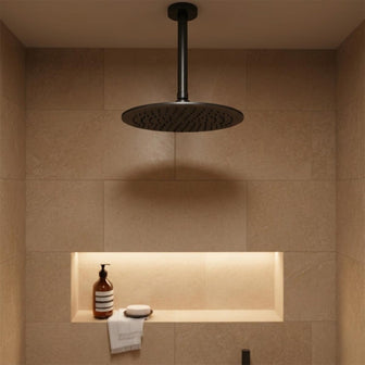 150mm Round Ceiling Shower Arm Matt Black Main image