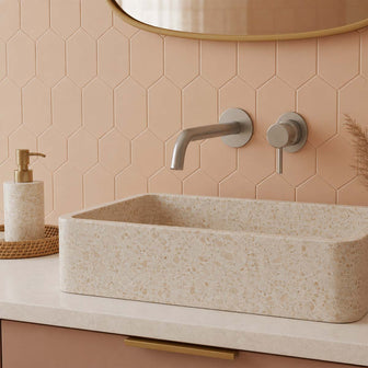 150mm spout wall mounted basin tap with single lever  Main image