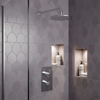 1 Outlet Thermostatic Concealed Shower Valve with Round Shower Head and Arm - Brass 