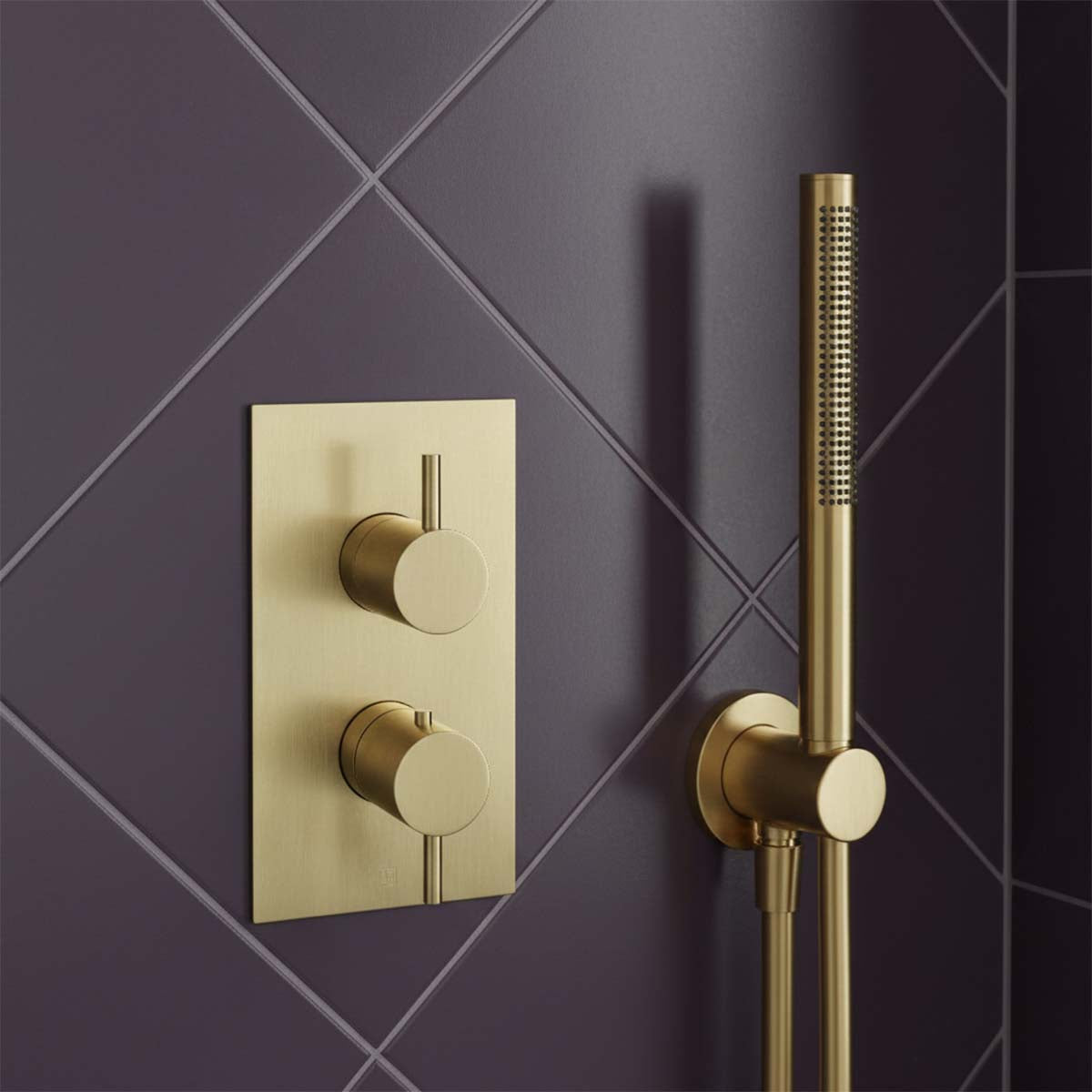 1 Outlet Thermostatic Shower Mixer Valve Knurled Lever - Brushed Brass