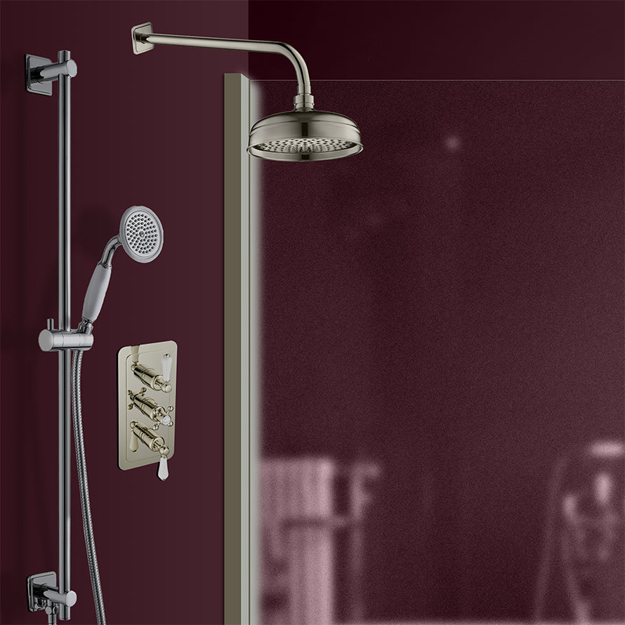 2-Outlet Concealed Shower Valve - Nickel Victorian Design Secondary image
