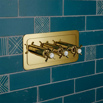 2-Outlet Concealed Thermostatic Shower Valve - Gold Main image