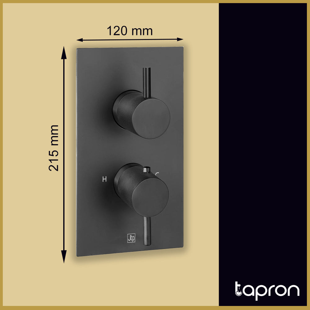 Matt Black Thermostatic Concealed 2 Outlet Shower Valve-Tapron