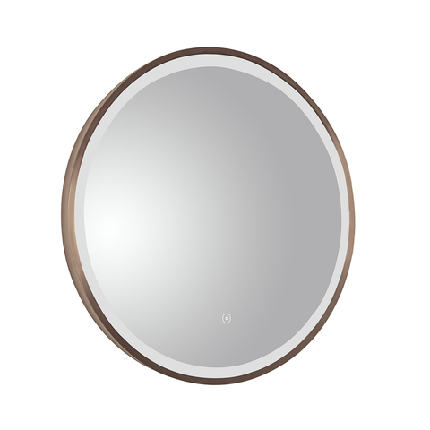 مرآة حمام LED دائرية برونزية مزودة بمستشعر ديميستر ولمس