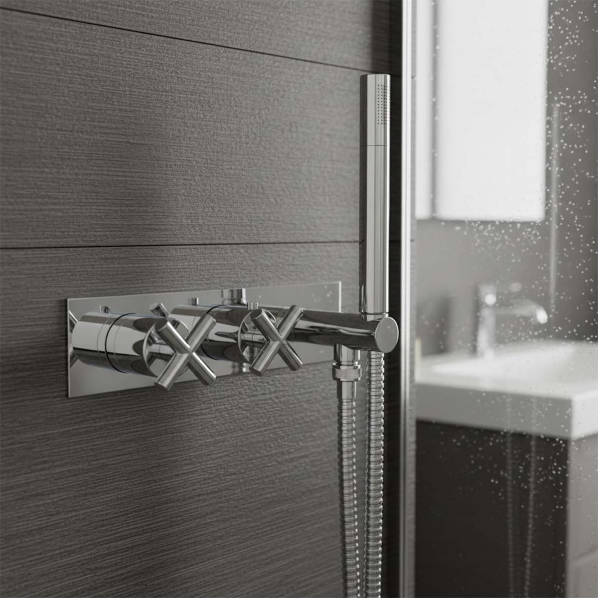 2 Outlet Concealed Shower Mixer Valve with Handset - Chrome