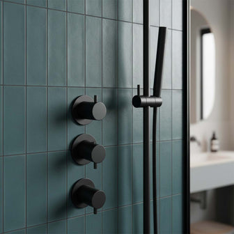 2 Outlet Concealed Thermostatic Shower Valve - matt Black Main image