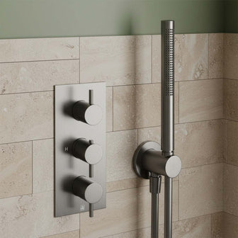 2 Outlet Thermostatic Concealed Shower Valve - Brushed Black  Main image