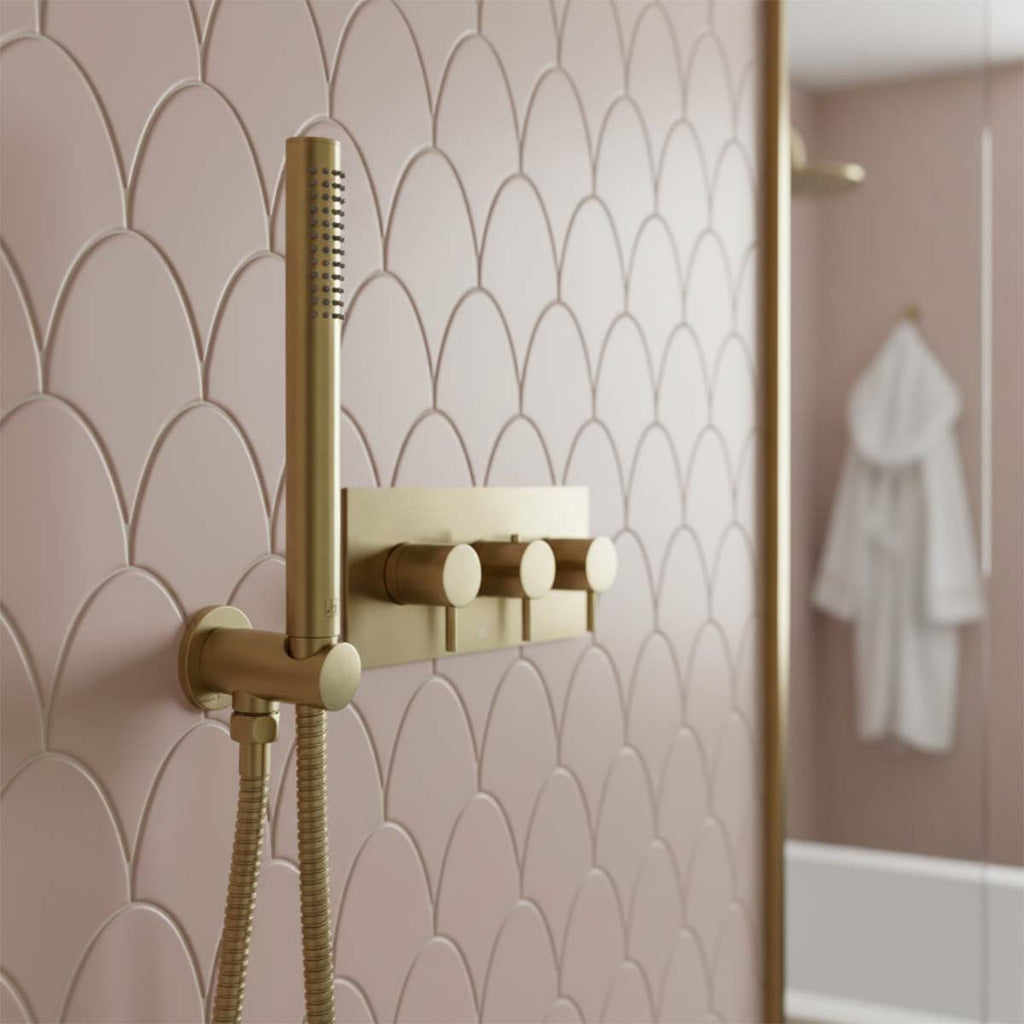 2 Outlet Thermostatic Concealed Shower Valve - Brushed Brass