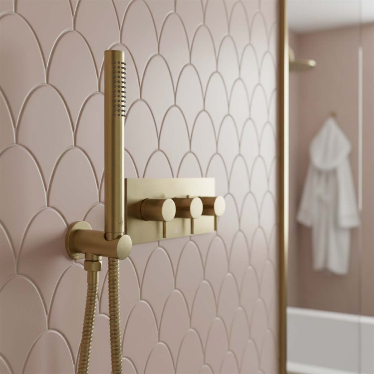 2 Outlet Thermostatic Concealed Shower Valve - Brushed Brass