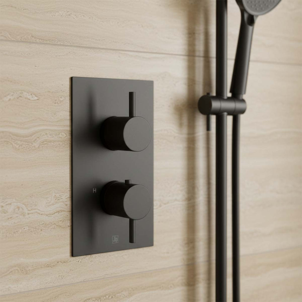 2 Outlet Thermostatic Concealed Shower Valve Matt Black
