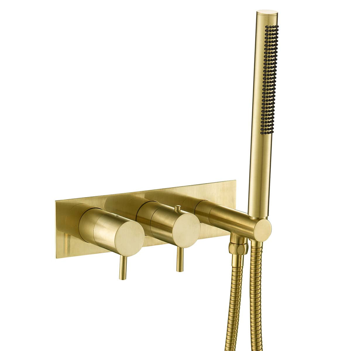 2 Outlet Thermostatic Shower Valve & Handset - Brushed Gold -tapron