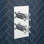2 Outlets Crosshead Thermostatic Shower Mixer Valve - Chrome
