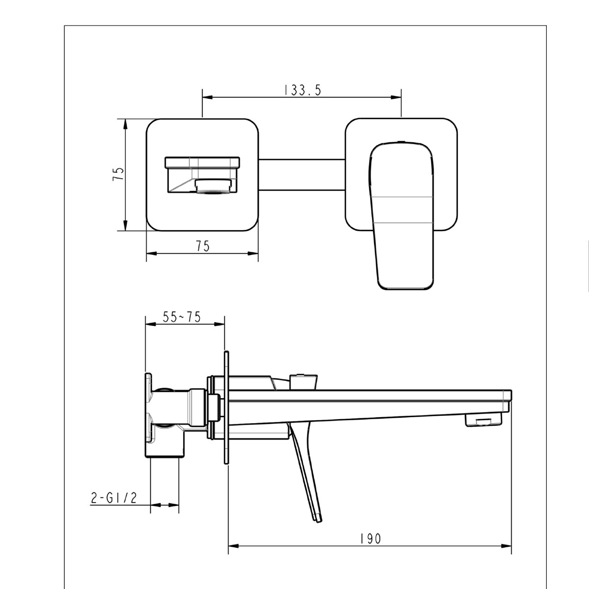 2 hole wall mounted basin mixer tap technical details