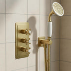 2 outlet concealed shower valve - brushed brass