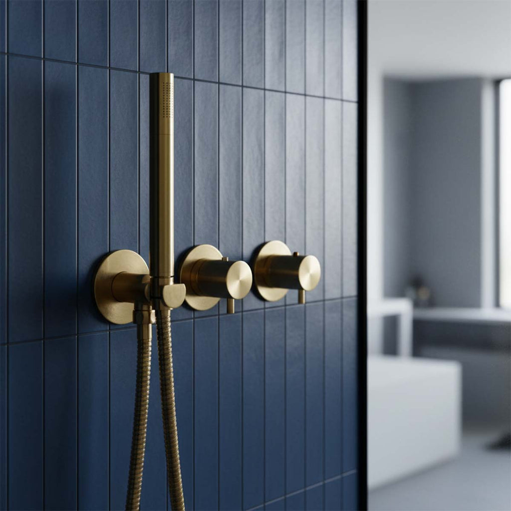 2 outlet concealed shower valve with handset - brass