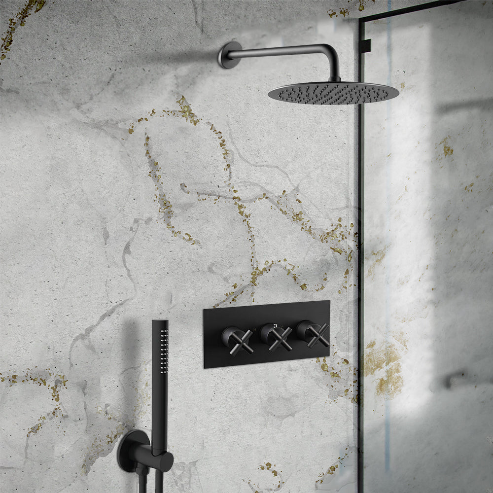 Matt Black 2 Outlet Concealed Shower Mixer Valve – Wall Mounted Secondary image
