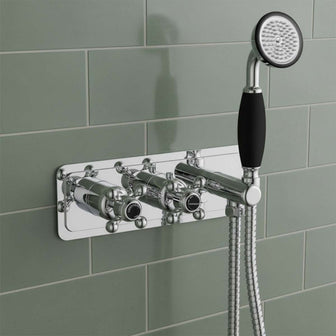 2 outlet thermostatic concealed shower valve with handset - chrome  Main image
