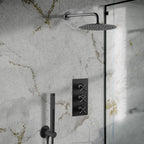 2 outlet thermostatic shower mixer valve matt black