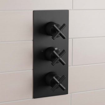 2 outlets concealed thermostatic shower valve- matt black  Main image