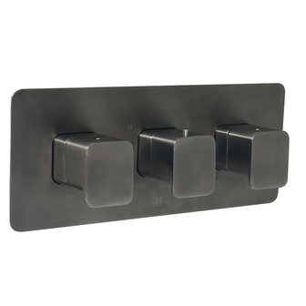 Brushed Black Thermostatic Concealed 2 Outlet Shower Valve with 3 Dials Secondary image