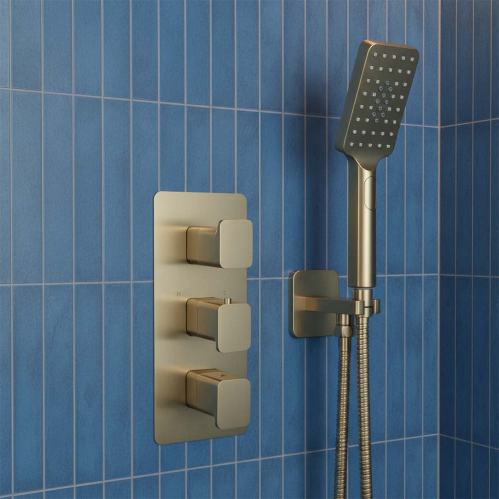 2 way brushed brass concealed shower valve