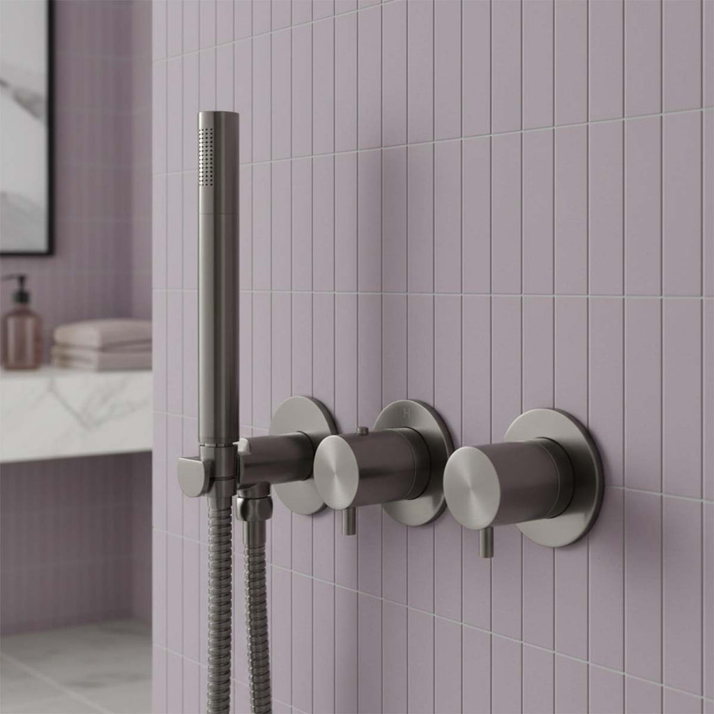 2 way concealed shower valve with handset - brushed black 