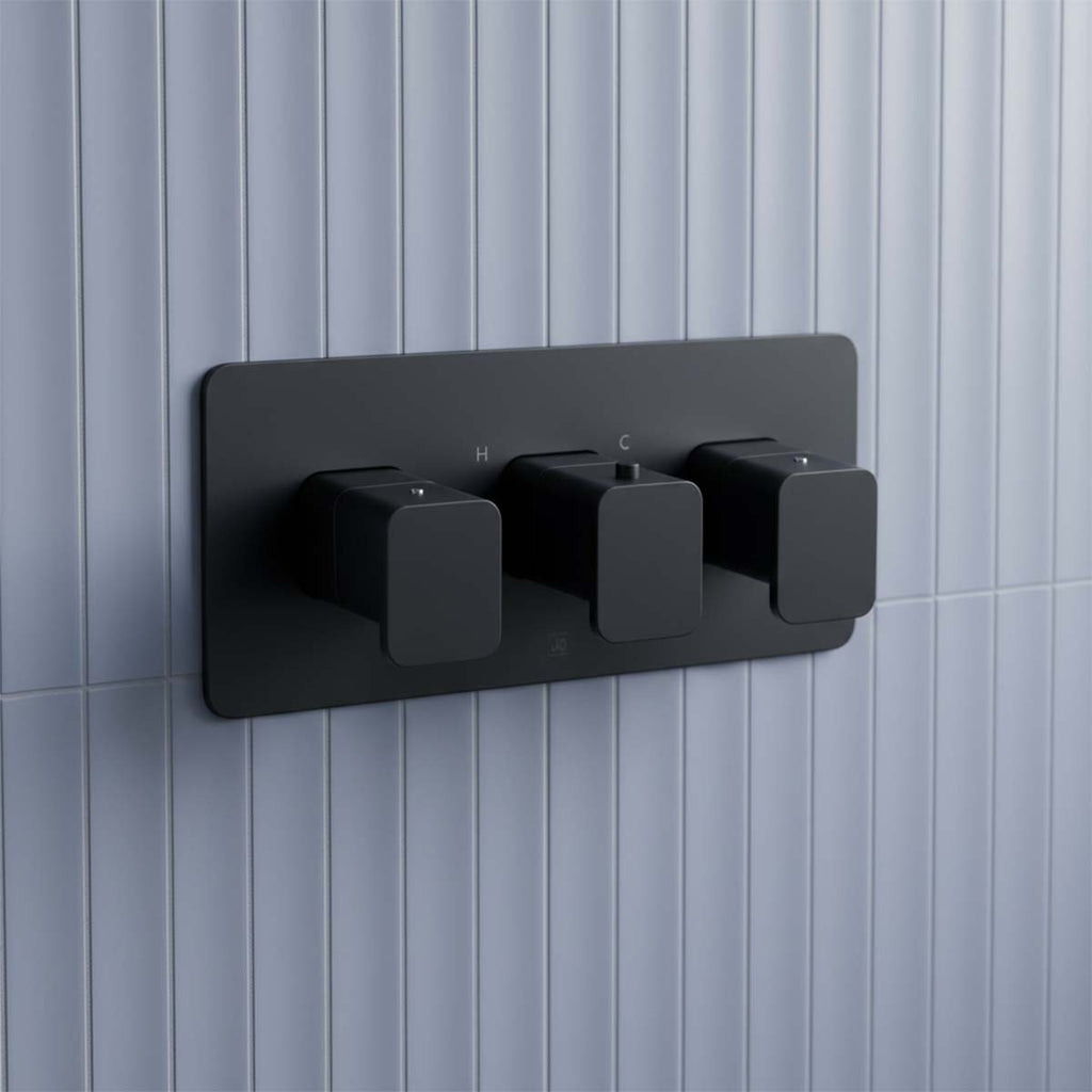 2 way thermostatic shower valve matt black 