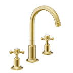 Traditional 3 hole basin mixer tap brushed brass