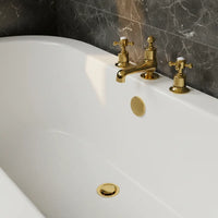 3 hole Victorian style deck mounted bath pillar taps - gold 