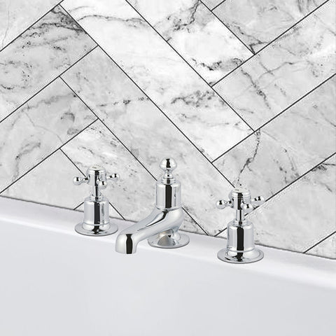 Chrome Crosshead 3-Hole Bath Filler Tap