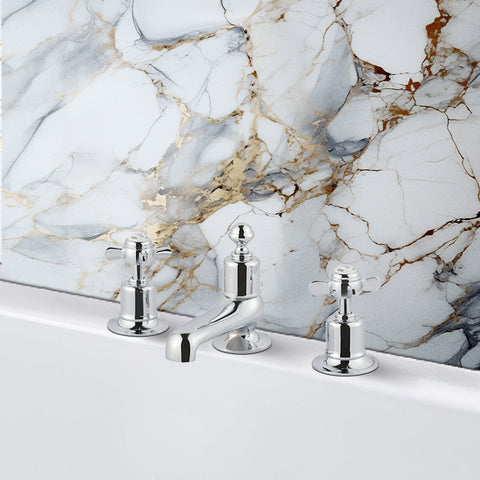 Three hole deck mounted bath filler tap