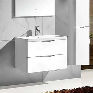Glossy White Isla Wall Hung Basin Vanity Unit with Sturdy Deep Ceramic Basin Main image