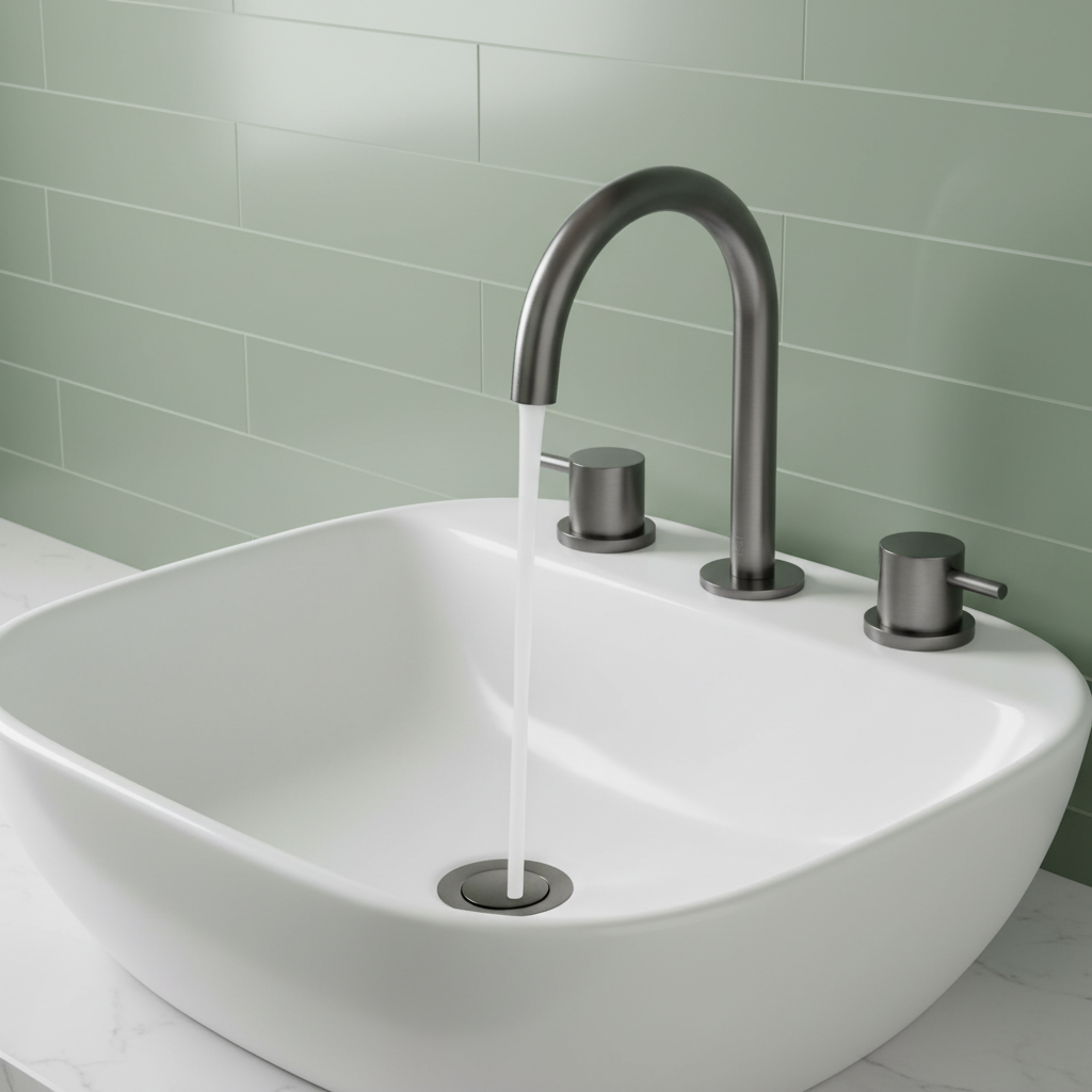 3 Hole Basin Mixer Tap Deck Mounted - Brushed Black Main image