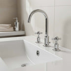 3 Hole Deck Mounted Basin Mixer Tap with Pop up waste Victorian Style