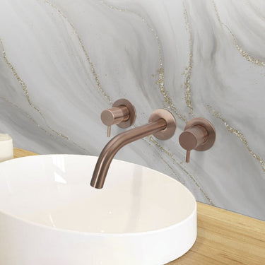 3 Hole Wall Mounted Basin Mixer Tap – Brushed Bronze
