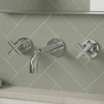 3 Hole Wall Mounted Bathroom Sink Mixer Tap - Chrome Main image