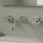 3 Hole Wall Mounted Bathroom Sink Mixer Tap - Chrome
