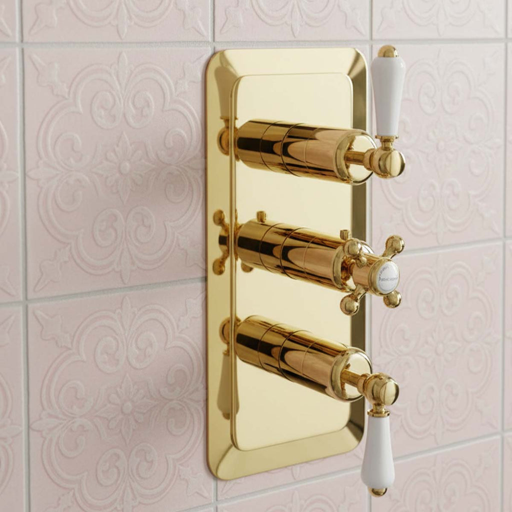 3 Outlet Concealed Shower Mixer Valve - Antique gold