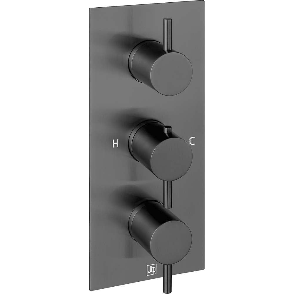 3 Outlet Thermostatic Concealed Valve Vertical Brushed Black
 Main image